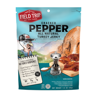 Field Trip Cracked Pepper Turkey Jerky, 1 oz., 12/Carton (FLD00508)