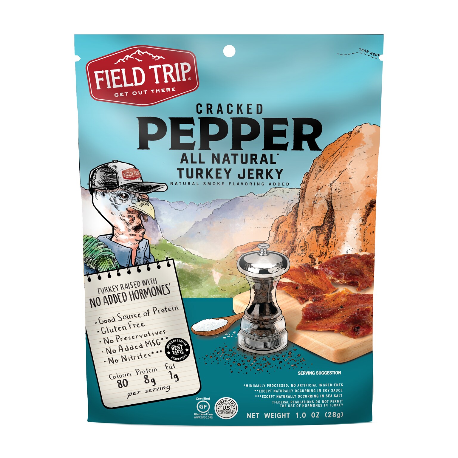 Field Trip Cracked Pepper Turkey Jerky, 1 oz., 12/Carton (FLD00508)