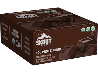 Skout Organic Protein Bars, Salted Chocolate, 1.94 Oz., 12/Carton (12-004-01-01)