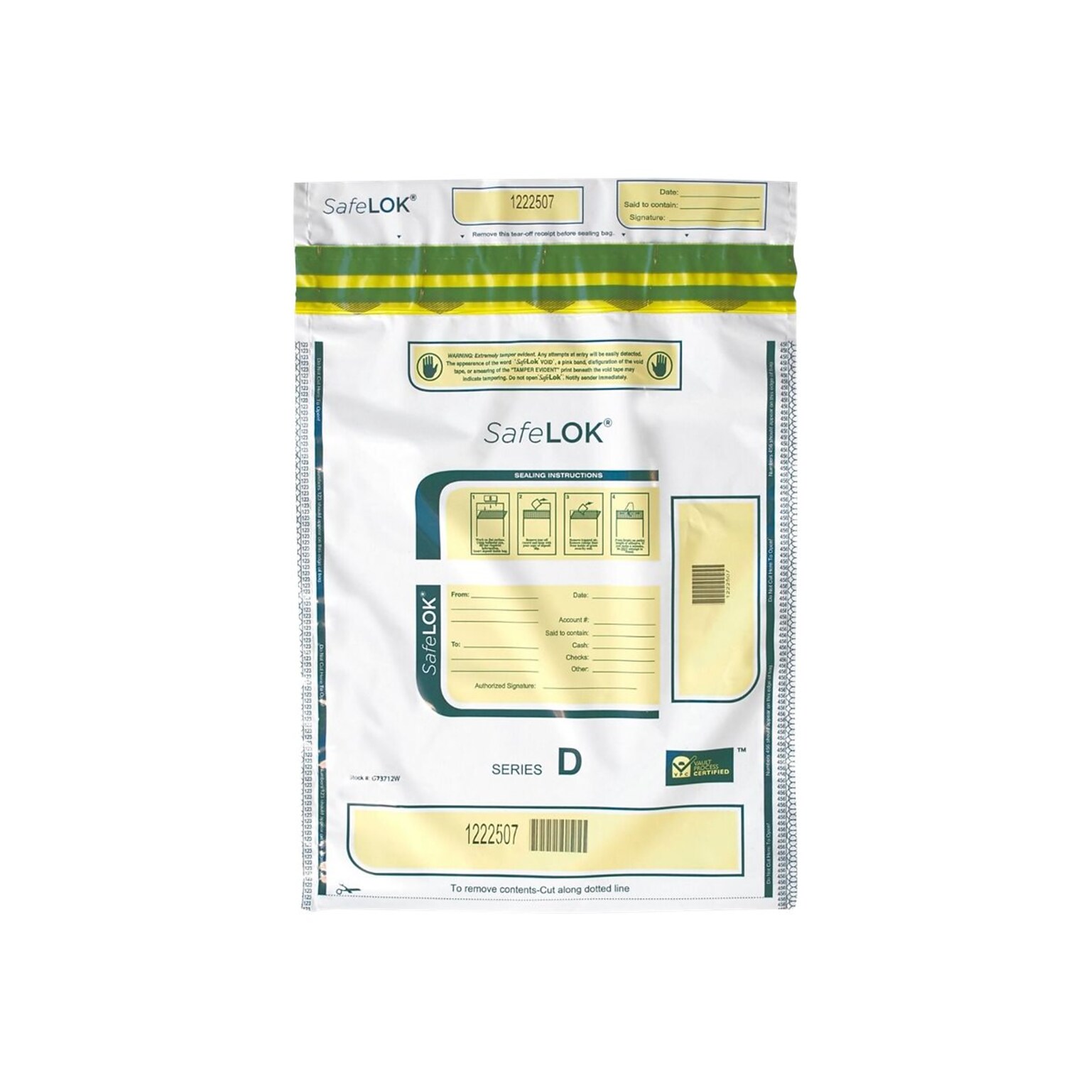 SafeLok Series D Deposit Bags, White, 100/Pack (585094)
