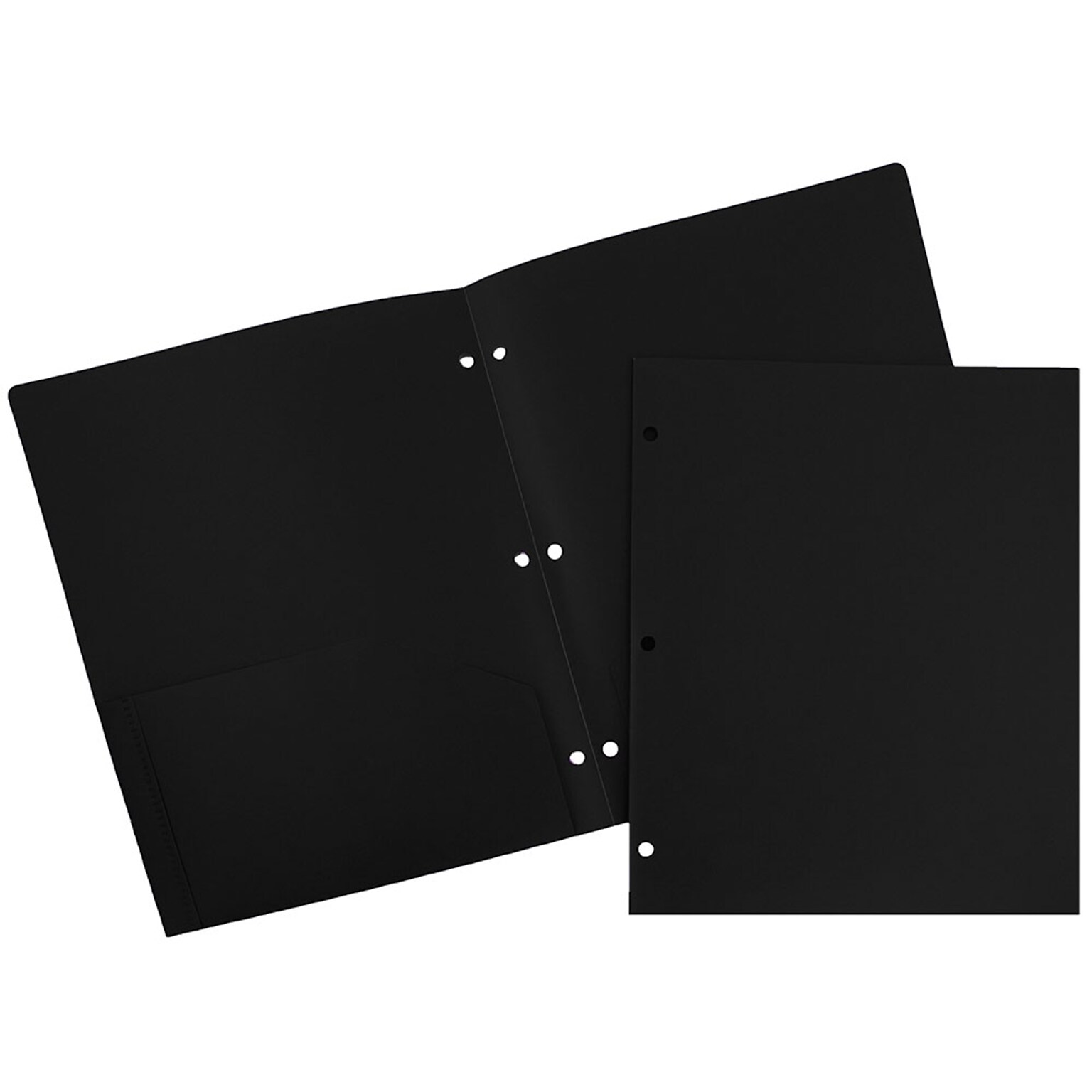 JAM Paper Heavy Duty 3-Hole Punched 2-Pocket Folder, Black, 6/Pack (383HHPbub)