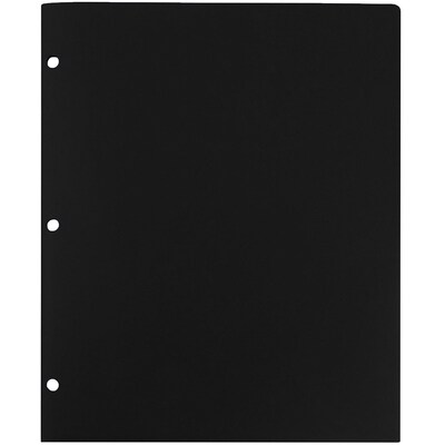 JAM Paper Heavy Duty 3-Hole Punched 2-Pocket Folder, Black, 6/Pack (383HHPbub)
