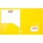 JAM Paper Heavy Duty Plastic 3 Hole Punch Two-Pocket School Folders, Yellow, 6/Pack (383HHPYEB)