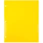 JAM Paper Heavy Duty 3 Hole Punch Two-Pocket Plastic Folders, Yellow, 6/Pack (383HHPYEB)