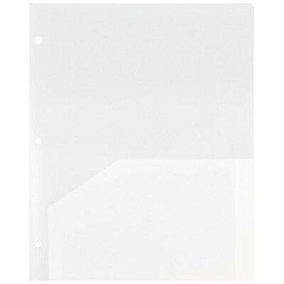 JAM Paper Heavy Duty 3-Hole Punched 2-Pocket Folder, Clear, 6/Pack (383HHPclb)