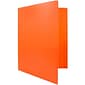 JAM Paper Heavy Duty 3 Hole Punch Two-Pocket Plastic Folders, Orange, 6/Pack (383HHPORB)