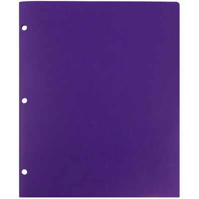 JAM Paper Heavy Duty 3 Hole Punch Two-Pocket Plastic Folders, Purple, 6/Pack (383HHPPUB)