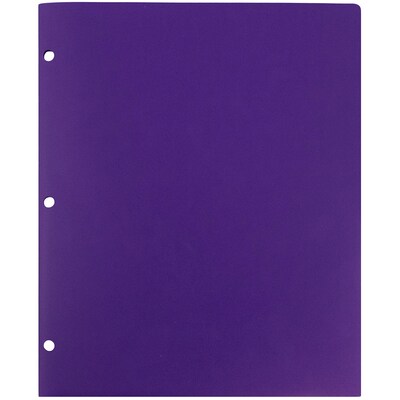 JAM Paper Heavy Duty 3 Hole Punch Two-Pocket Plastic Folders, Purple, 6/Pack (383HHPPUB)