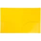 JAM Paper Heavy Duty Plastic Two-Pocket School Folders, Yellow, 6/Pack (383HYEA)