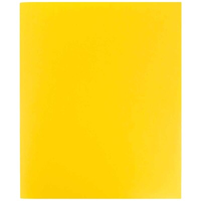 JAM Paper Heavy Duty Plastic Two-Pocket School Folders, Yellow, 6/Pack (383HYEA)