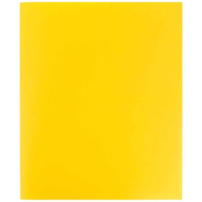 JAM Paper Heavy Duty Plastic Two-Pocket School Folders, Yellow, 6/Pack (383HYEA)