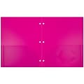 JAM Paper Heavy Duty 3 Hole Punch Two-Pocket Plastic Folders, Fuchsia Pink, 6/Pack (383HHPFUB)