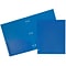 JAM Paper Heavy Duty Plastic 3 Hole Punch Two-Pocket School Folders, Blue, 6/Pack (383HPBBUB)