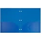 JAM Paper Heavy Duty 3 Hole Punch Two-Pocket Plastic Folders, Blue, 6/Pack (383HPBBUB)