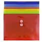 JAM PAPER Plastic Filing Envelopes with Button & String Tie Closure, Letter Size, Assorted Colors, 6/Pack (218B1RGBOYP)