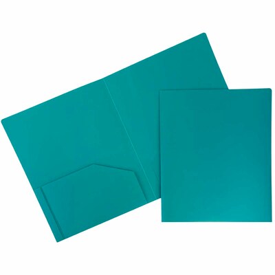 JAM Paper Heavy Duty 2-Pocket Folder, Teal Blue, 6/Pack (383hted)