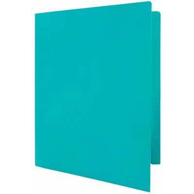 JAM Paper Heavy Duty 2-Pocket Folder, Teal Blue, 6/Pack (383hted)