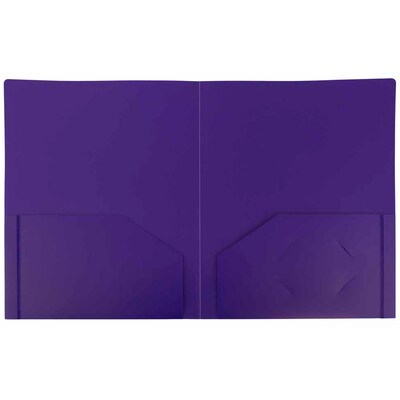 JAM Paper Heavy Duty Two-Pocket Plastic Folders, Purple, 108/Pack (383HPUB)