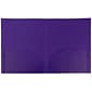 JAM Paper Heavy Duty Two-Pocket Plastic Folders, Purple, 108/Pack (383HPUB)