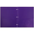 JAM Paper Heavy Duty 3 Hole Punch Two-Pocket Plastic Folders, Purple, 108/Pack (383HHPPUA)