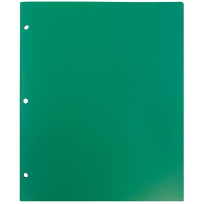 JAM Paper Heavy Duty 3 Hole Punched 2 Pocket Plastic Folders, Green, 108/pack (383HHPGRA)