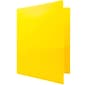 JAM Paper Heavy Duty 3 Hole Punch Two-Pocket Plastic Folders, Yellow, 108/Pack (383HHPYEA)