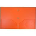 JAM Paper Heavy Duty 3 Hole Punch Two-Pocket Plastic Folders, Orange, 108/Pack (383HHPORA)