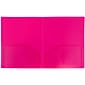 JAM Paper Heavy Duty Plastic Two-Pocket School Folders, Fuchsia Pink, 6/Pack (383HFUA)