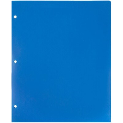 JAM Paper Heavy Duty 3 Hole Punch Two-Pocket Plastic Folders, Blue, 6/Pack (383HPBBUB)