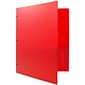 JAM Paper Heavy Duty 3 Hole Punch Two-Pocket Plastic Folders, Red, 108/Pack (383HHPREA)