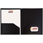 JAM Paper Heavy Duty Two-Pocket Plastic Folders, Black, 6/Pack (57406D)