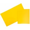JAM Paper Heavy Duty Plastic 2-Pocket Folders, Yellow, 6/Pack (383HYED)