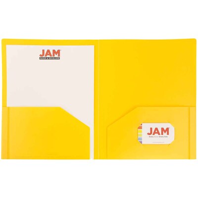 JAM Paper Heavy Duty Matte 2-Pocket Folder, Yellow, 108/Box (383HYEB)