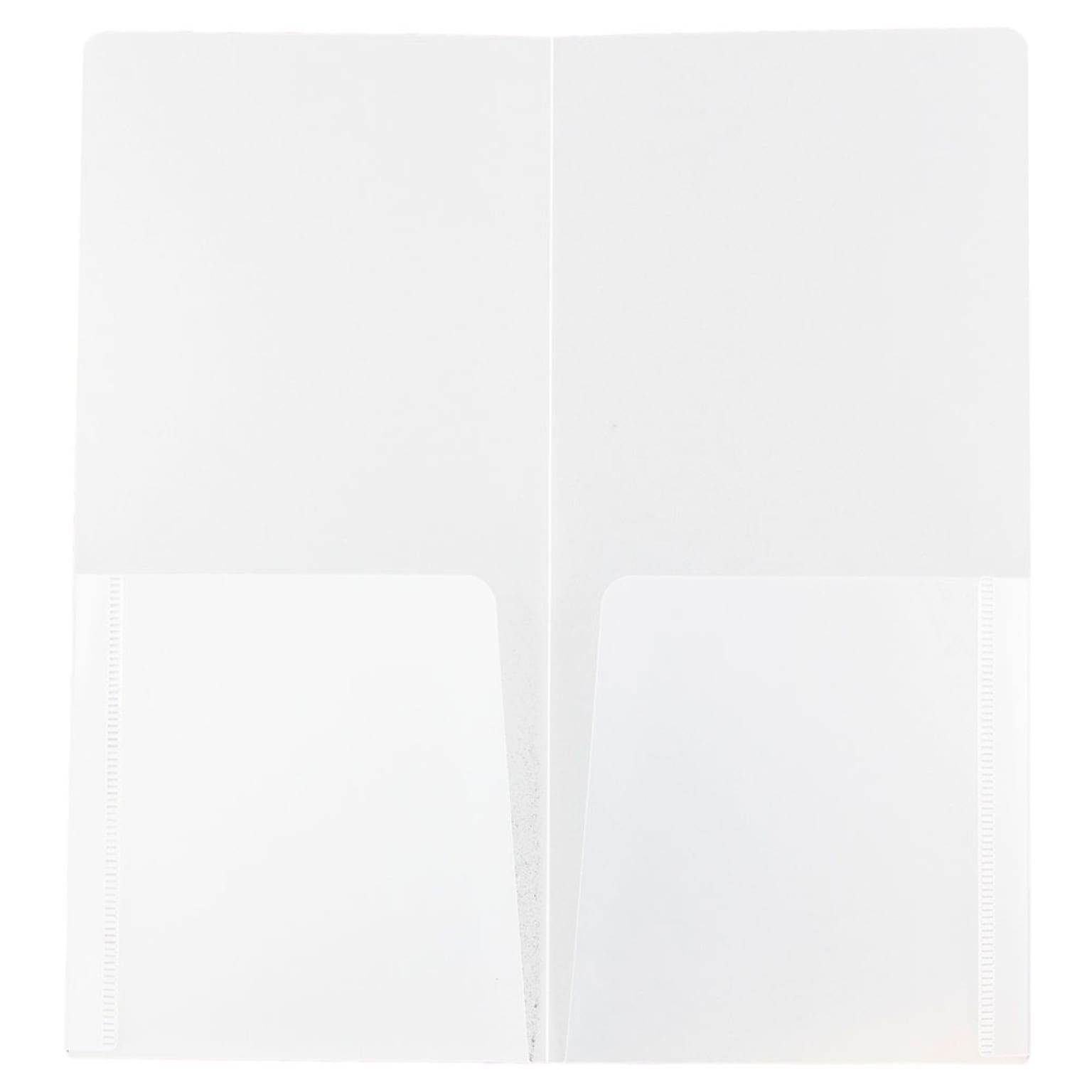 JAM Paper Heavy Duty Plastic Two-Pocket Mini Folders, 4 1/4 x 9 1/8, Clear, 6/Pack (96450D)