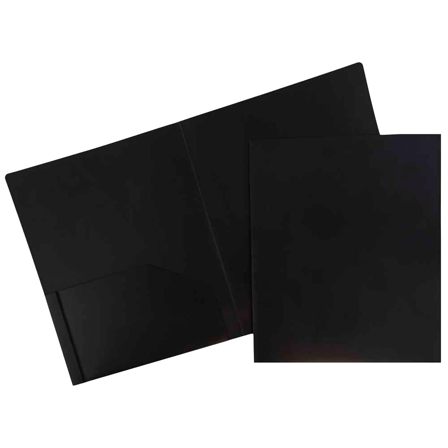 JAM Paper Heavy Duty Two-Pocket Plastic Folders, Black, 6/Pack (57406D)