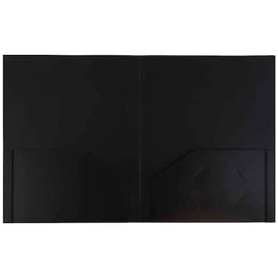 JAM Paper Heavy Duty Two-Pocket Plastic Folders, Black, 6/Pack (57406D)