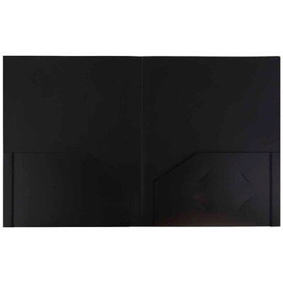 JAM Paper Heavy Duty Two-Pocket Plastic Folders, Black, 6/Pack (57406D)