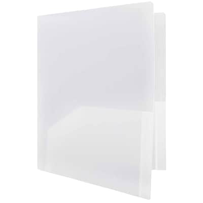 JAM Paper Heavy Duty 2-Pocket Presentation Folders, Clear, 6/Pack (3383HCL)