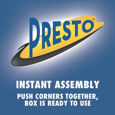 Bankers Box Presto Heavy-Duty Instant Assembly File Storage Boxes, Lift-Off Lid, Letter Size, White/Blue, 12/Carton (0063101)