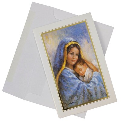 JAM Paper® Christmas Cards Set, Modern Virgin Mary, 10/Pack (8156225)