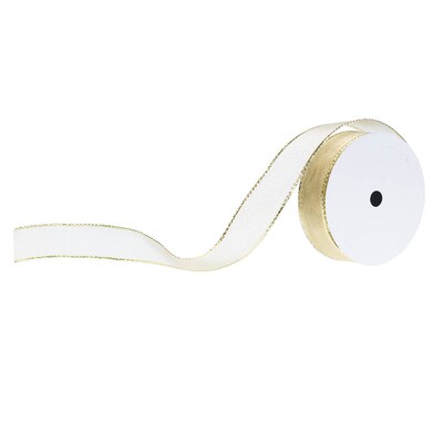 JAM Paper® Wire Edged Ribbon, 1 Inch x 3 Yards, Gold, Sold Individually (2210216378)