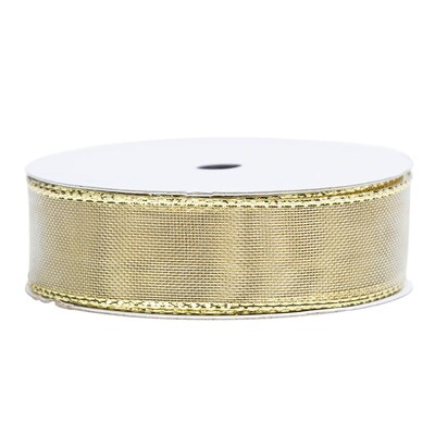 JAM Paper® Wire Edged Ribbon, 1 Inch x 3 Yards, Gold, Sold Individually (2210216378)