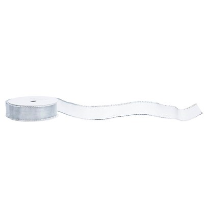 JAM Paper® Wire Edged Ribbon, 1 Inch x 3 Yards, Silver, Sold Individually (2210216381)