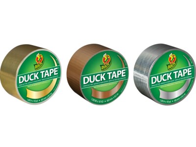 Duck Heavy Duty Duct Tapes, 1.88 x 10 Yds., Gold/Bronze/Chrome, 3 Rolls/Pack (DUCKMTL3PK-STP)