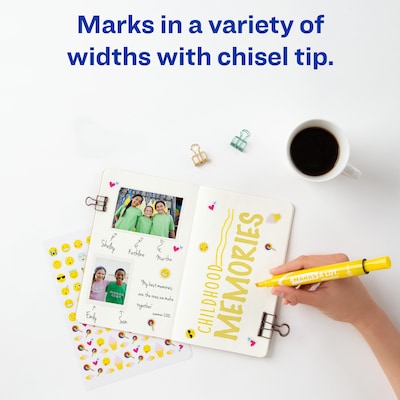 Avery Marks-A-Lot Large Desk-Style Permanent Markers, Chisel Tip, Yellow, 12/Pack (08882)