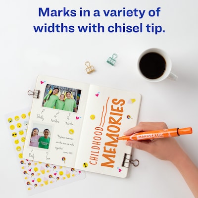 Avery Marks-A-Lot Large Desk-Style Permanent Markers, Chisel Tip, Orange, 12/Pack (08883)