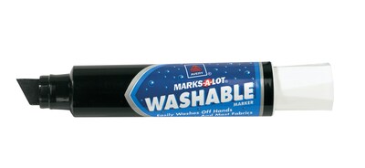 Marks-A-Lot Jumbo Chisel Tip Washable Marker, Black (24158), 6 Packs