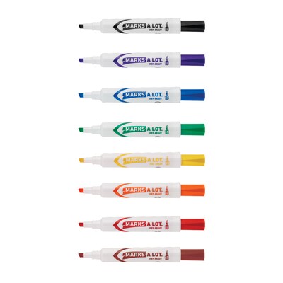 Avery Marks-A-Lot Desk-Style Dry Erase Markers, Chisel Tip, Assorted, 8/Pack (24411)
