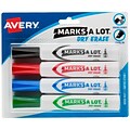 Avery Marks A Lot Desk-Style Dry Erase Markers, Chisel Tip, Assorted Colors, 4 Markers per Set (24409)