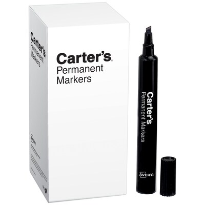 Carters Large Desk-Style Permanent Markers, Chisel Tip, Black, 12/Pack (27178)